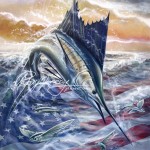 Sailfish Painting, Sailfish Art, American Flag art